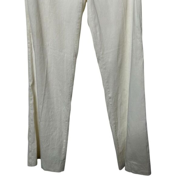 Theory White Linen Blend Straight Leg Pants Women's Size 2 Professional Timeless - Picture 3 of 11